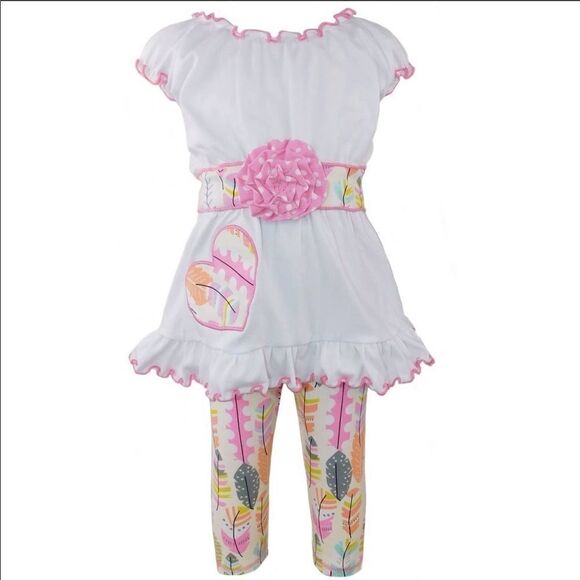 𝅺Ann Loren Outfit Floral Top & Capris Toddler Girl 2/3T NEW High End Boutique - Picture 1 of 5